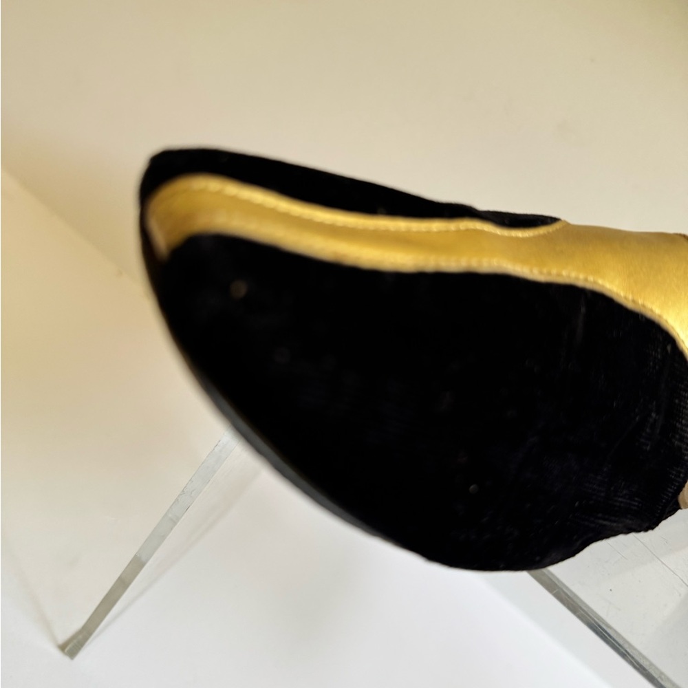 BEACON SLIPPERS BLACK VELVET with GOLD ACCENT - 10.5 Grand Millennial Regency - Picture 10 of 15